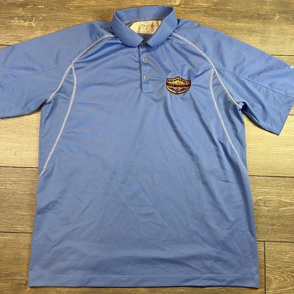 Nike Golf Dri Fit Polo Indianapolis Motor Speedway Blue XL Indy - Picture 2 of 6